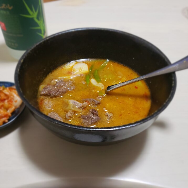 【調理時間たったの5分!】牛とねぎの味噌チゲ